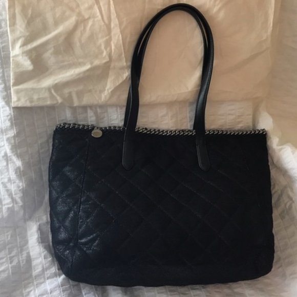 Stella McCartney Falabella black quilted tote with silver chain hardware vegan - Picture 16 of 16